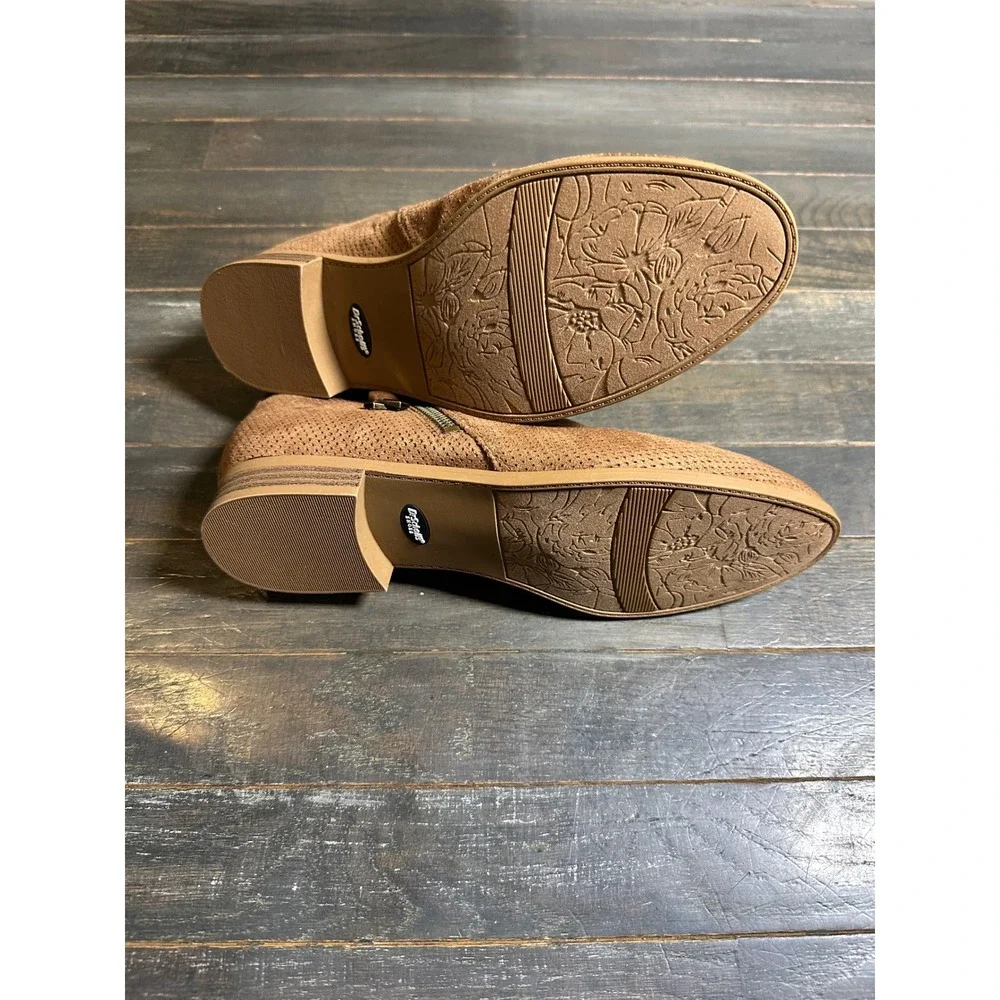 Dr Scholl's Women's Cognac Perforated Ankle Booties Low Heel
